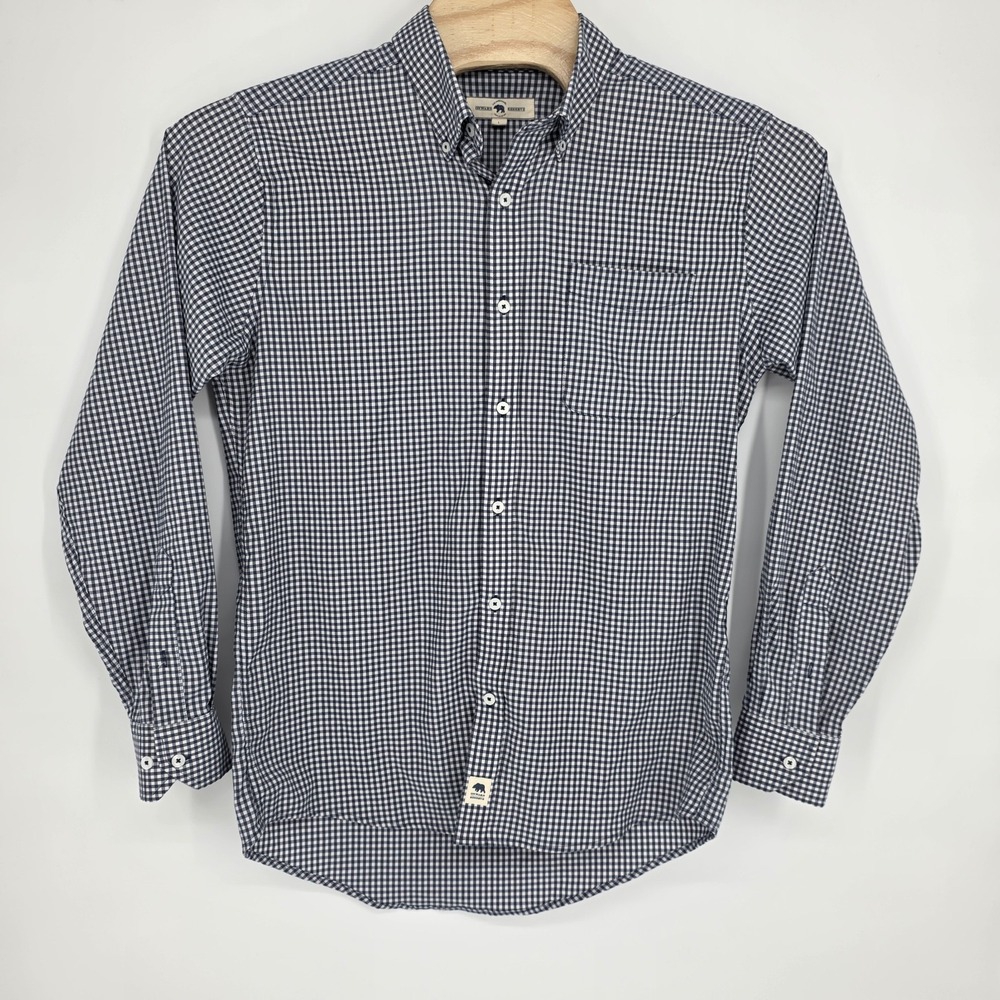 Onward Reserve Shirt Button Down Large Tailored Mens White Blue Gingham Check